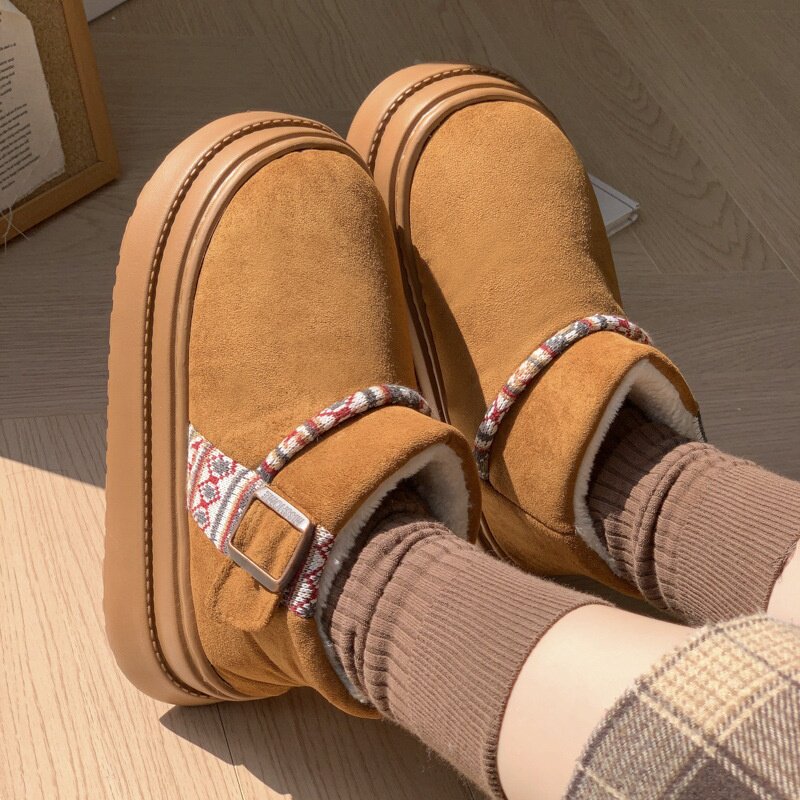 2025新款毛绒棉拖鞋女士冬季外穿家居室内厚底加绒保暖高帮棉鞋女