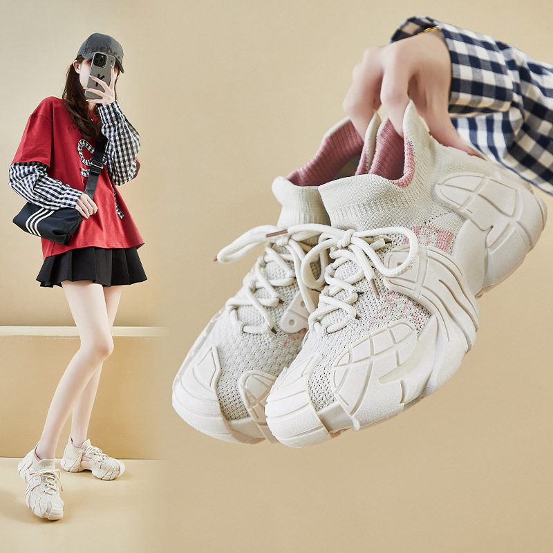ins韩版飞织鞋2025春季新款学生运动鞋健身跑步休闲鞋增高TA008-1