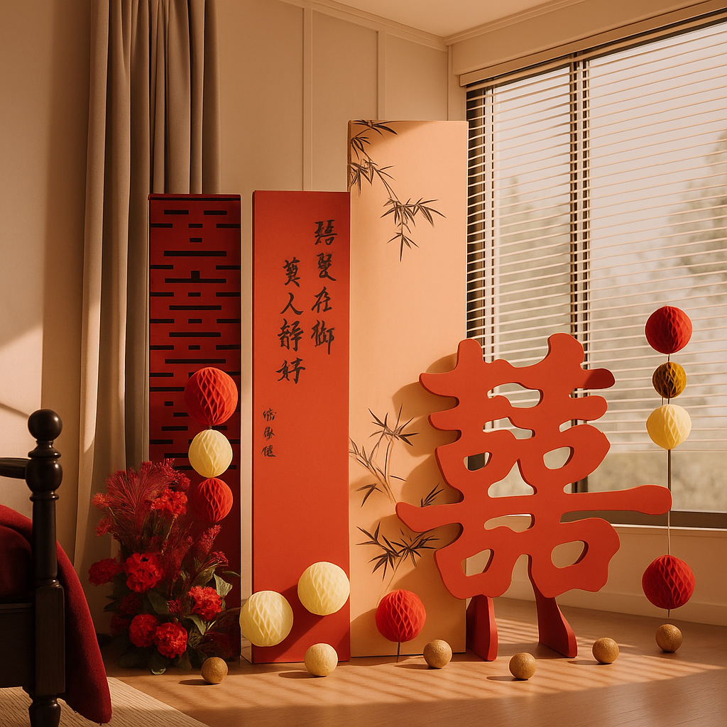 订婚布置装饰中式结婚出阁宴kt板