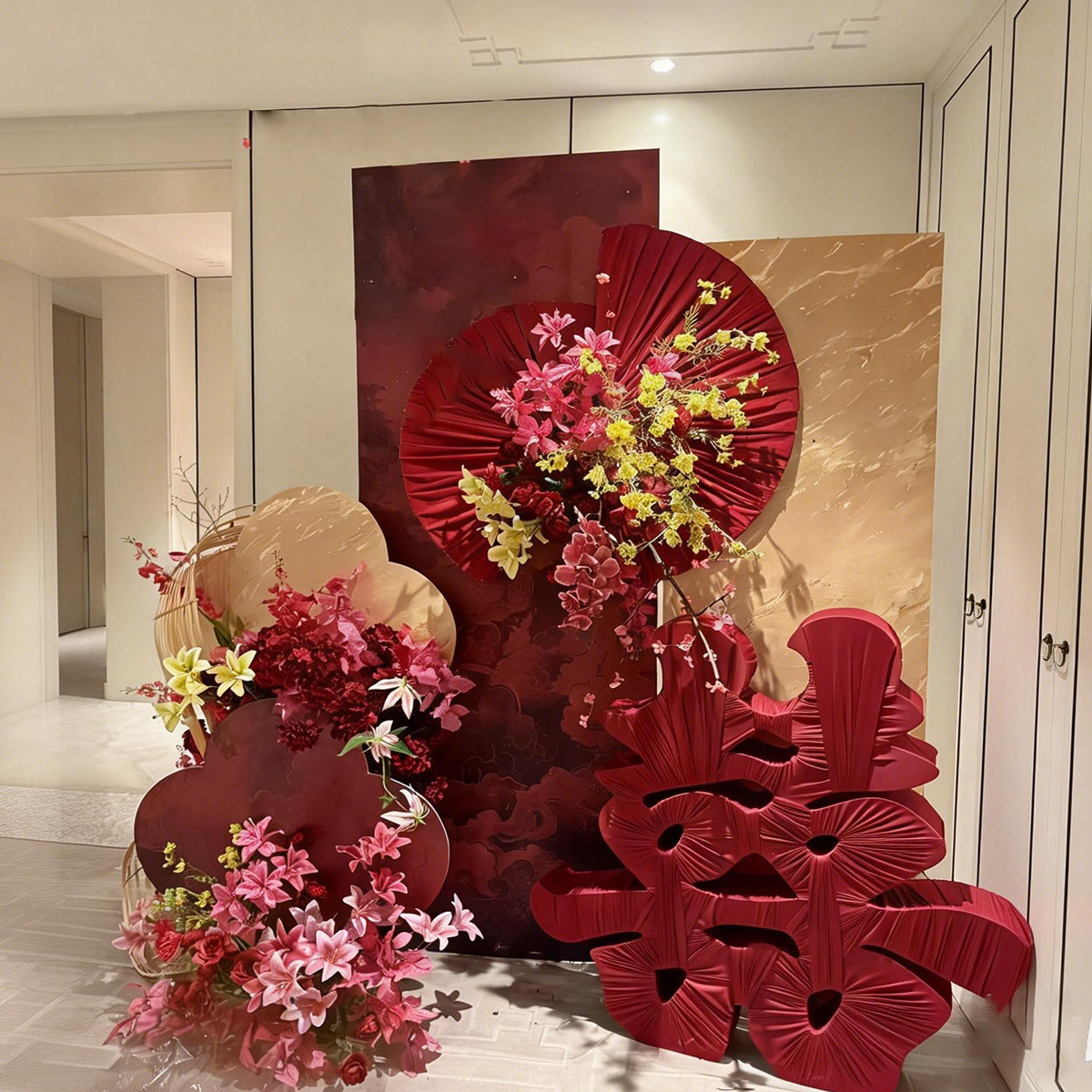 中式婚房布置KT板迎宾牌酒店套装客厅结婚订婚礼晨袍背景装饰婚庆