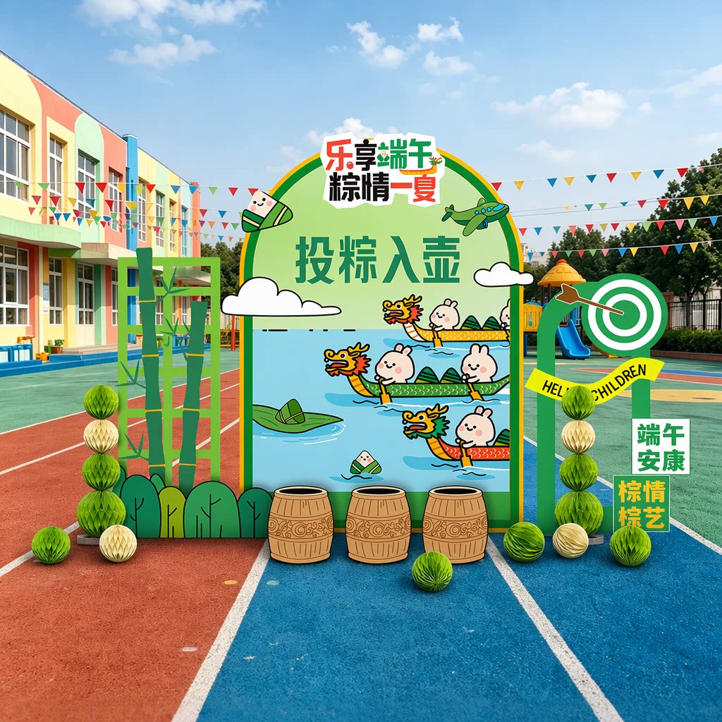 端午装饰场景布置学校节日装扮背景kt板户外活动创意设计幼儿园