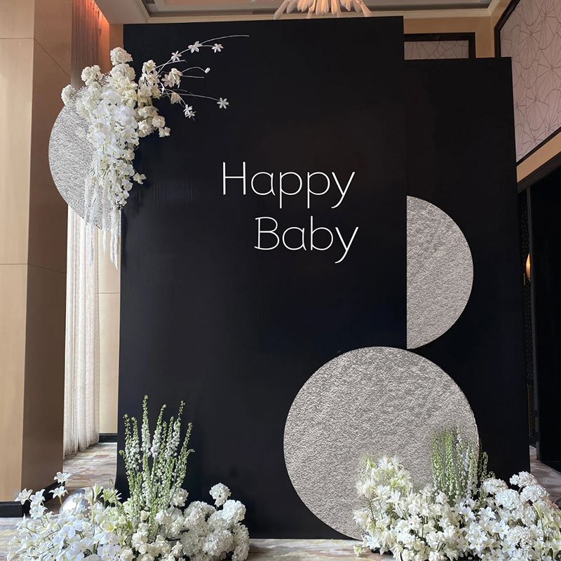 生日订婚宴简约黑色系迎宾牌