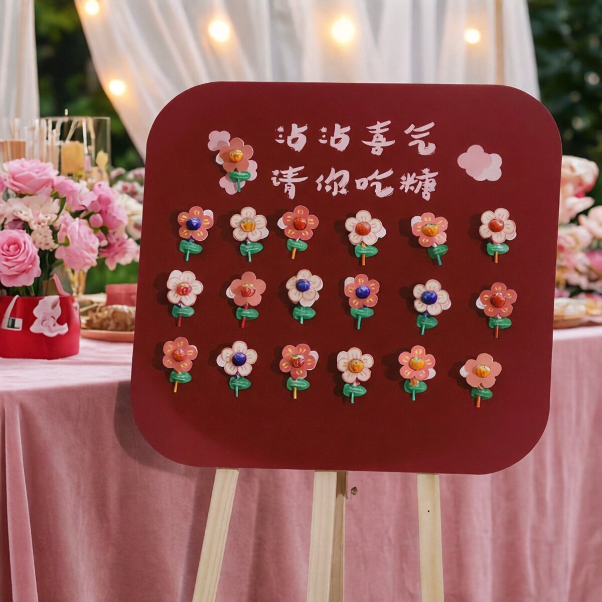 沾沾喜气请你吃糖kt板迎宾牌