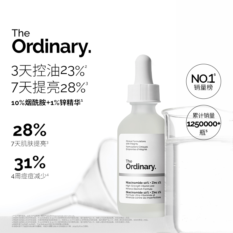 The Ordinary10%烟酰胺+1%锌提亮控油收毛孔淡化痘印胺锌三控精华