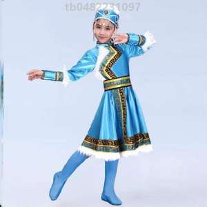 &服蒙族六一新款演出服藏族服装蒙古男裙袍儿童女童族舞蹈
