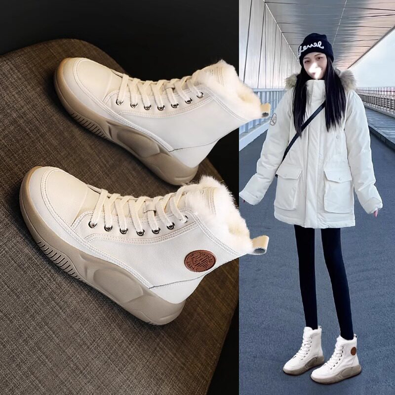 真皮厚底雪地靴子女款2026年秋冬季新款加绒加厚保暖休闲百搭棉鞋