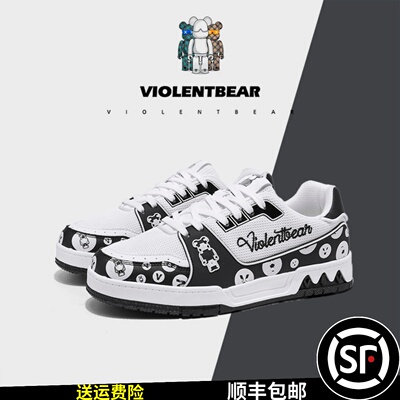 暴力熊2024夏季新款网面透气男鞋轻奢时尚休闲女鞋情侣款低帮板鞋