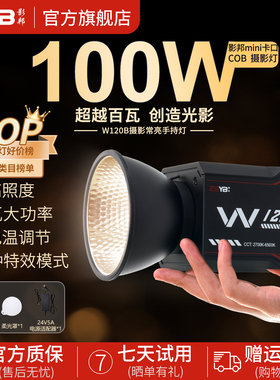 影邦W120B户外摄影补光灯直播拍摄柔光灯拍照口袋灯全色温100W功率外拍灯便携led常亮灯人像美颜发丝灯面光灯