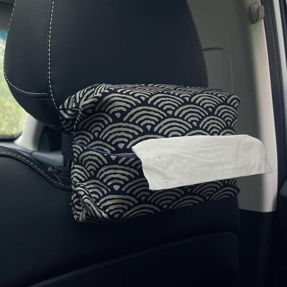 车载日式烫金印花布艺纸巾套纸巾袋抽纸袋复古抽纸盒纸巾包纸巾盒