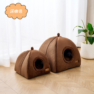 防寒猫窝新款通用新式小型垫子一体睡袋狗狗防猫小狗狗洞穴深度特