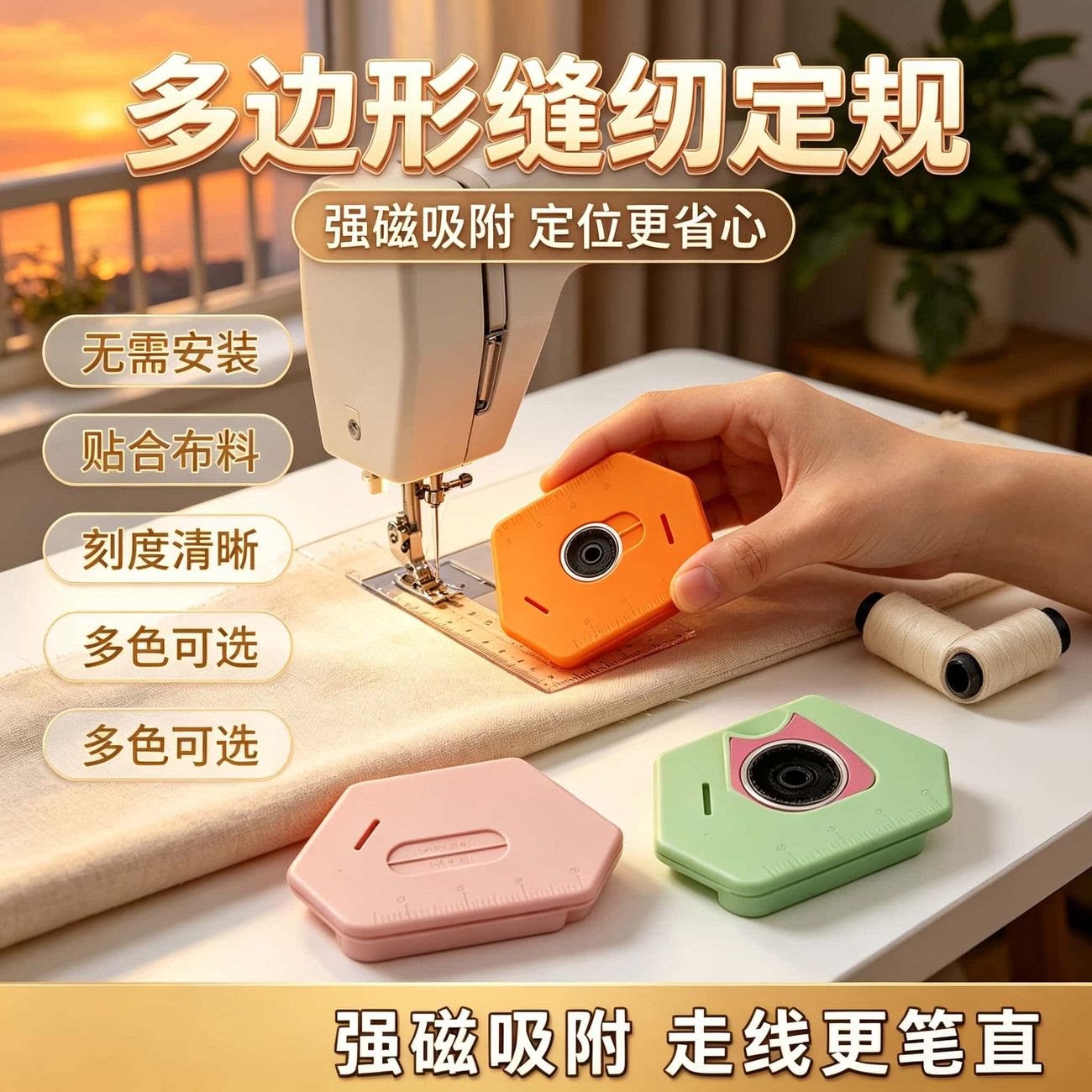 多边形强磁免装缝纫机定位器
