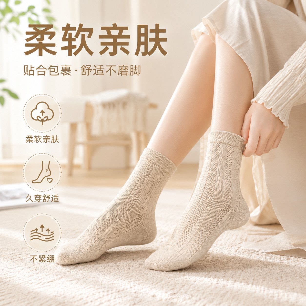 天然汉麻四季吸湿排汗抗菌防臭袜