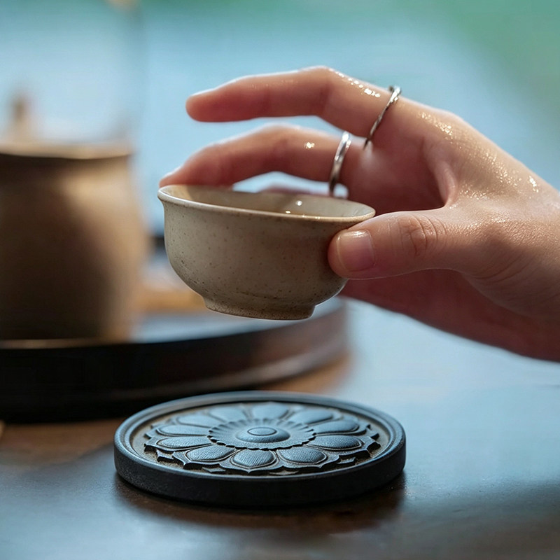 侘寂风手工壶承隔热茶托