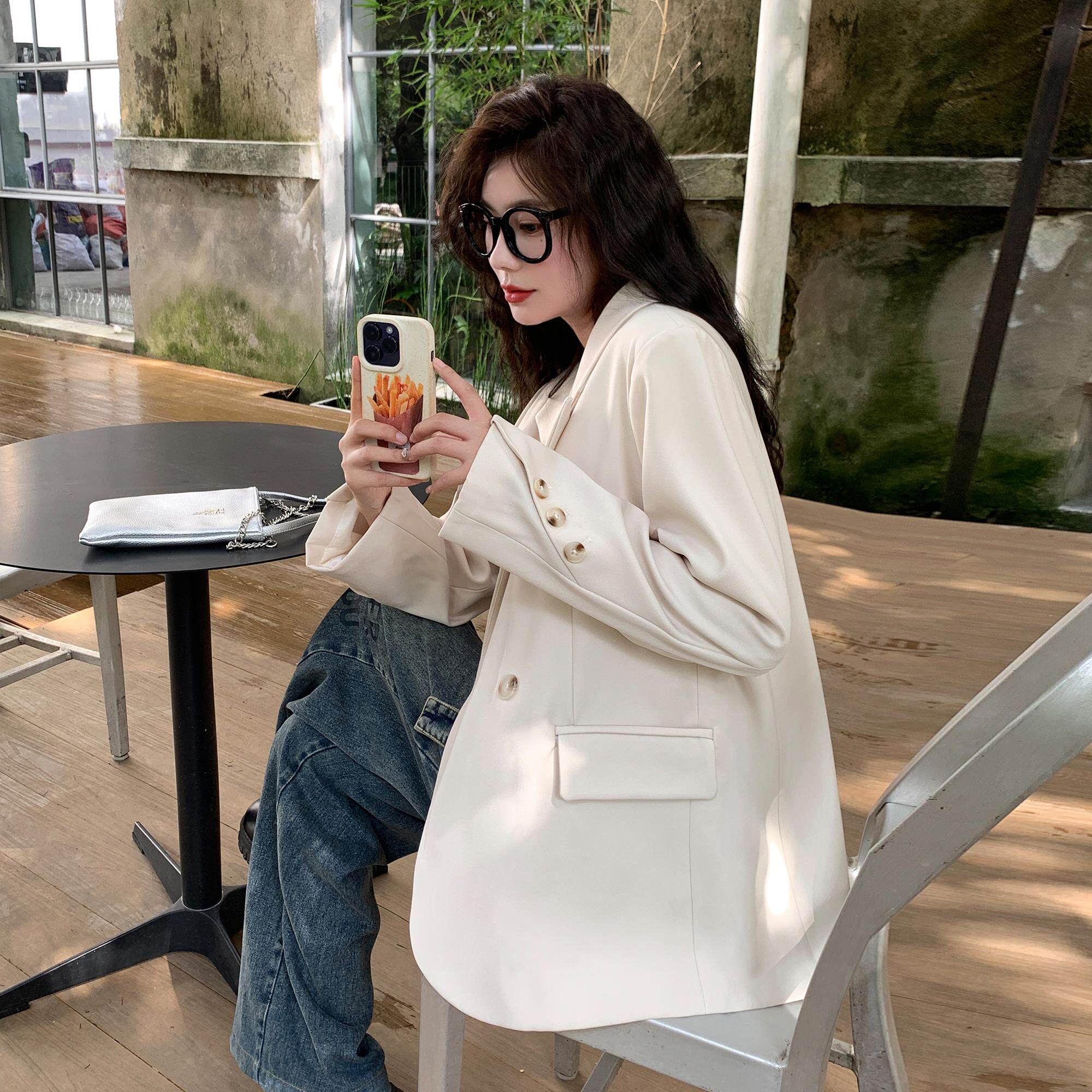 2025秋季外套女韩版休闲宽松百搭高级感西装遮肉显瘦大尺码胖mm