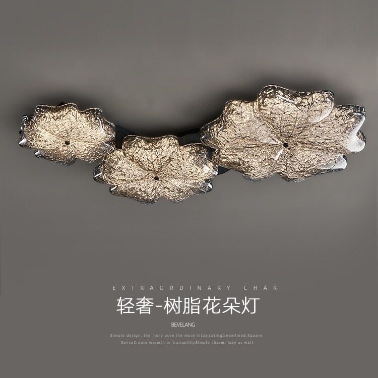意式极简客厅灯轻奢全铜吸顶创意进口环保树脂花朵灯具组合吸顶灯