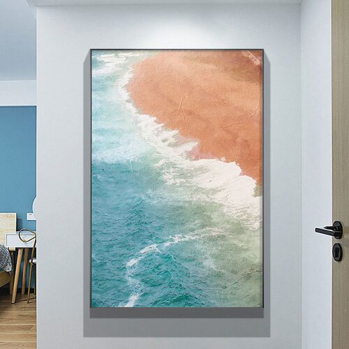 现代简约玄关装饰画过道走廊尽头挂画海浪风景抽象客厅大幅落地画