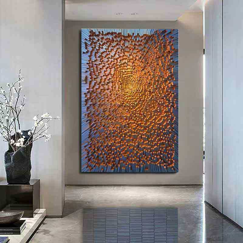 马赛克粒现代装饰画手工制作天然木块画沙发背景墙挂画玄关壁画