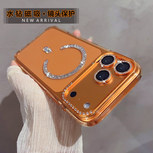 星宇橙磁吸水钻17pro手机壳透明