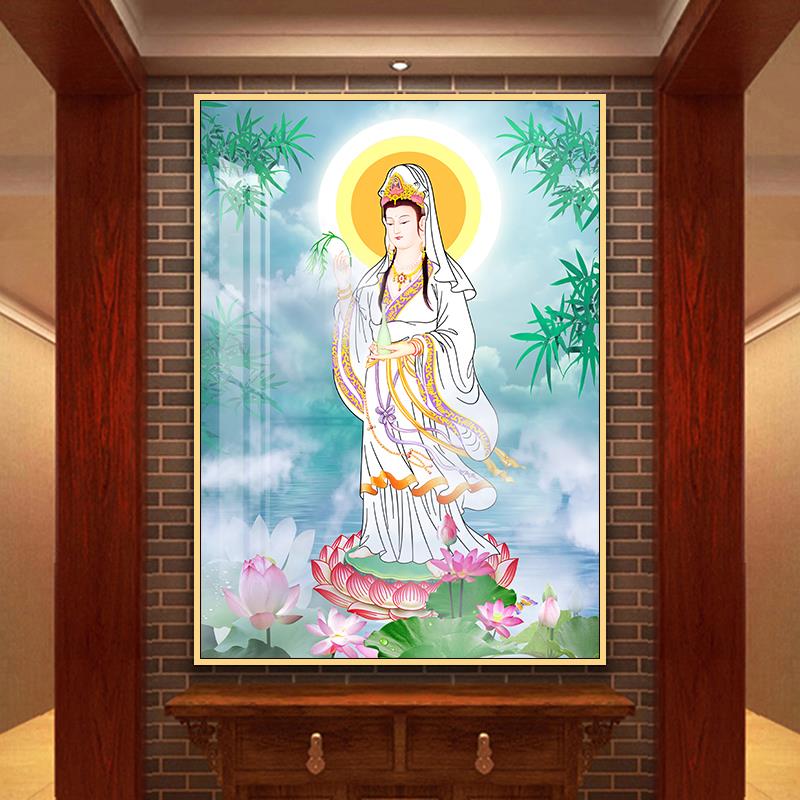 观世音观音菩萨画像普贤文殊地藏大势至弥勒佛像玄关家用供奉挂画