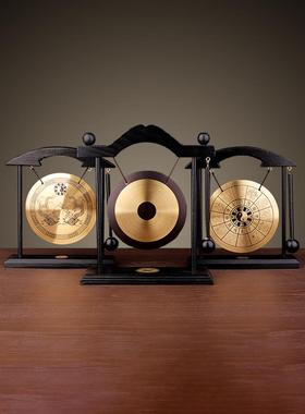 聚缘阁合金风铃摆件双龙百寿锣家居饰品装饰工艺品办公桌摆设铜锣