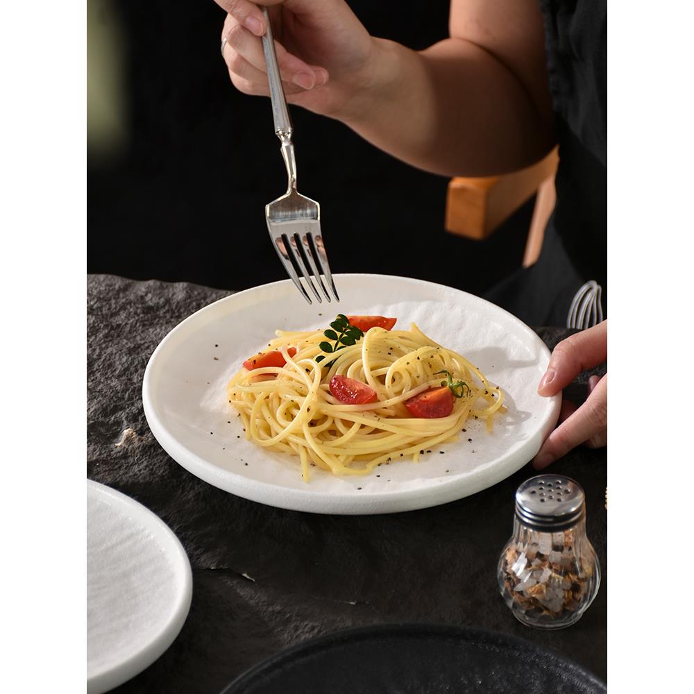 JM 岩石纹8寸圆盘 高级感岩石纹家用浅式圆盘西餐牛排盘意面盘