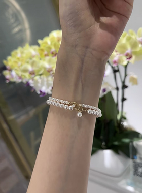 包金级细小米粒施家珍珠手链小米珠手链女2024年新款轻奢法式手链