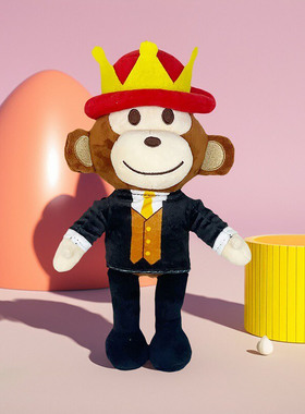 戴红帽子的猩猩黑猴子毛绒玩具steal a brainrot jandel儿童玩偶