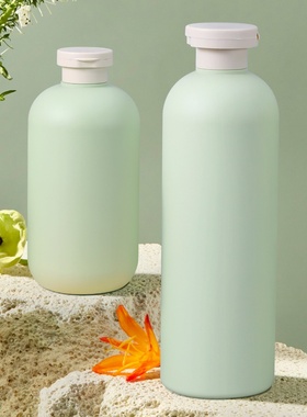 PE毛绒软料绿分装瓶按压乳液瓶200ml洗手液沐浴露瓶500ml塑料空瓶