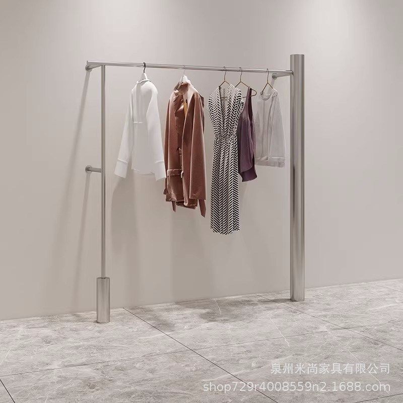 不锈钢银色男女服装专用上墙架大圆管圆柱墙面展示架买手店挂衣杆,住宅家具,衣帽架,淘宝优惠券,粉丝福利购,淘宝优惠卷