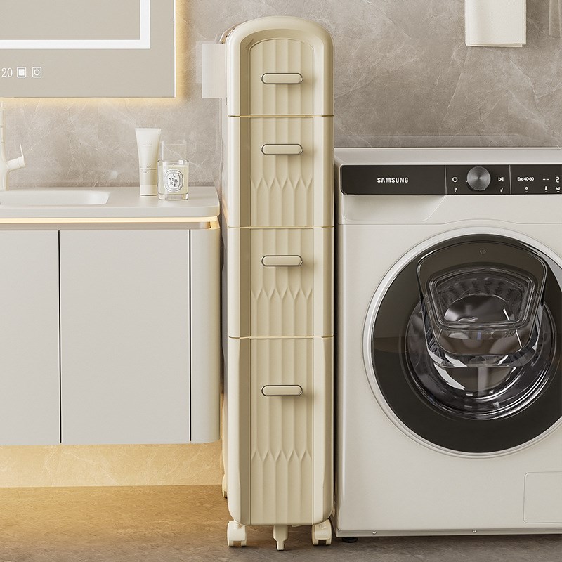 卫生间夹缝收纳柜马桶边窄缝隙抽屉式储物柜浴室免安装落地置物架