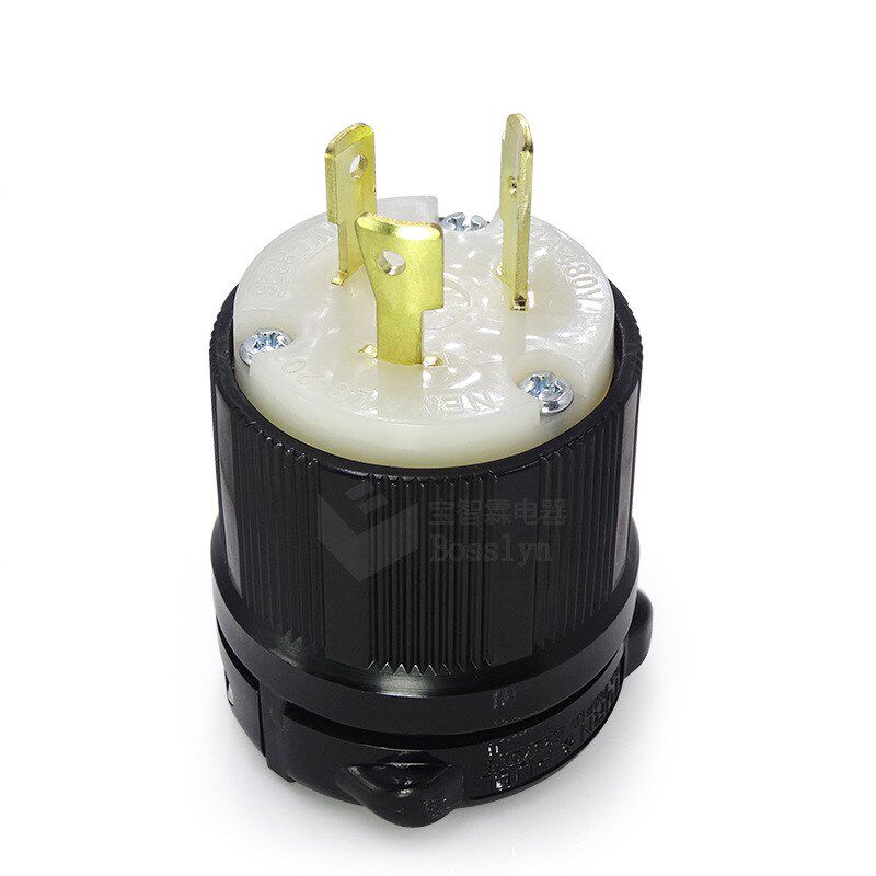NEMA L8-20P美标装配式工业插头 美式照明设备防脱落插头20A 480V