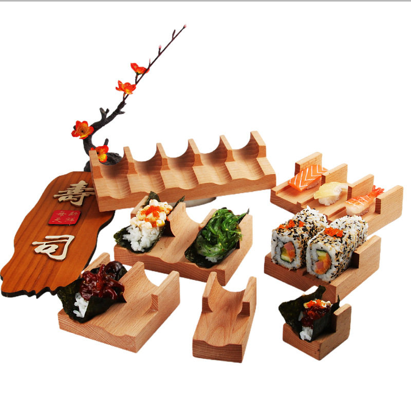 海胆寿司u型架日式料理店手握寿司U形模具塔可托餐具木质taco架子图片