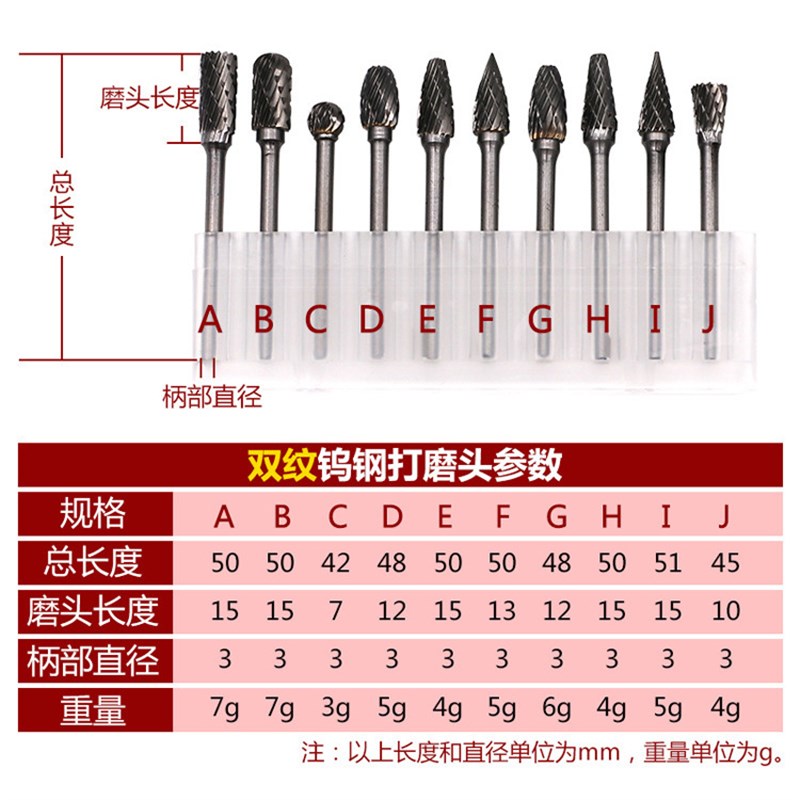 硬质合金钨钢磨头 镀钛旋转锉磨头木工木雕打磨头根雕雕刻套装