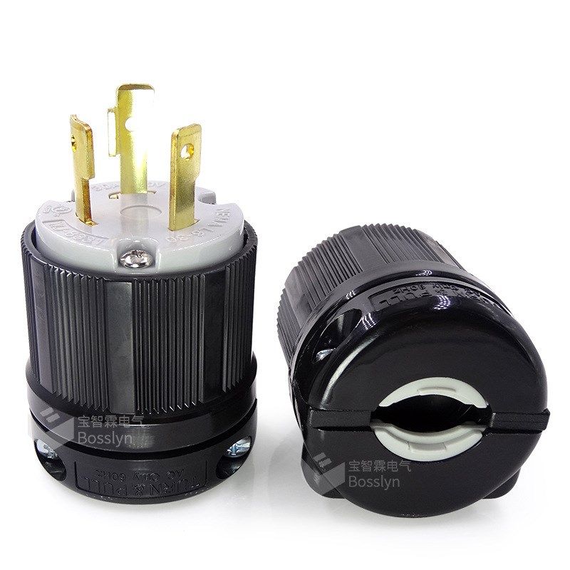 NEMA L6-30P美式灯饰照明电源插头 大功率美标航空装配式插头30A