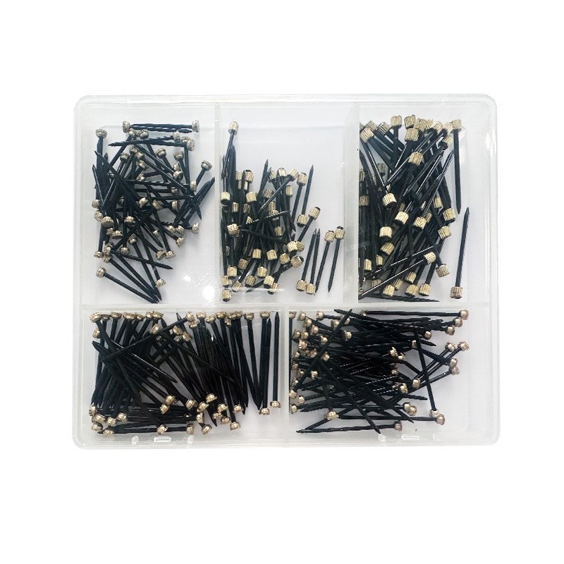 250pcs黑色铜头钉五规格盒装穿心相框铜头钉圆头钉黑色木墙钉子