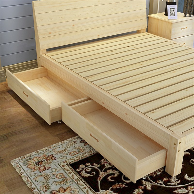 实木床1.8米松木床双人床1.5简约现代成人儿童床单人床榻榻米