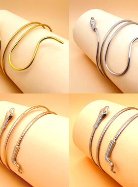 跨境欧美夸张蛇形手环外销复古时尚扭曲缠绕合金动物臂环个性袖箍