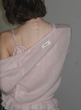 小个子独特韩里韩气穿搭粉色吊带背心针织开衫两件套套装2025新款