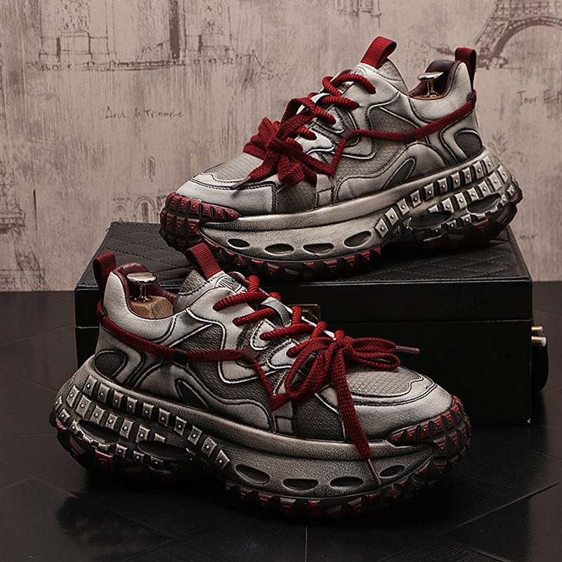 老爹鞋男鞋子2024秋冬休闲鞋厚底增高轮胎底运动鞋青年擦色潮男鞋