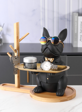 狗狗玄关钥匙收纳小摆件客厅电视柜家居桌面托盘装饰品结婚礼物