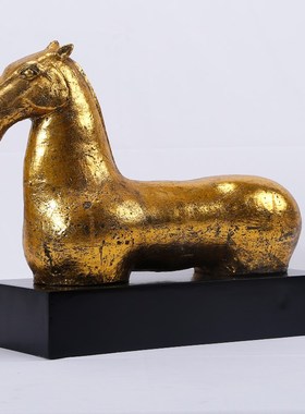 现代新中式雕塑铸铁马摆件装饰品客厅玄关酒M店样板房间家居软搭