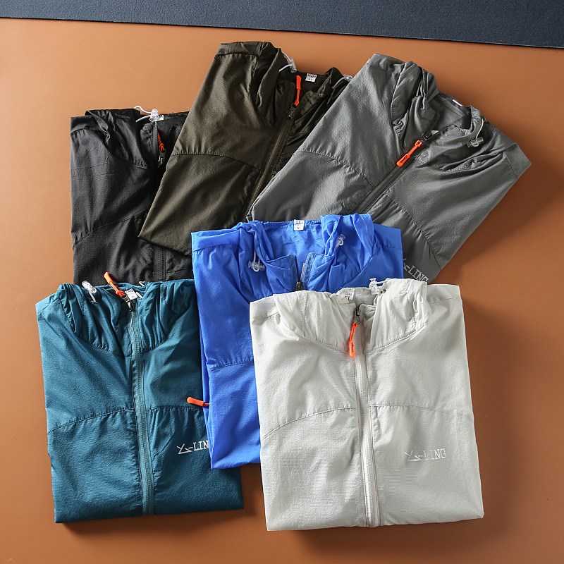 户外轻量化防晒速干透气印花男士休闲轻薄宽松连帽皮肤衣夹克外套