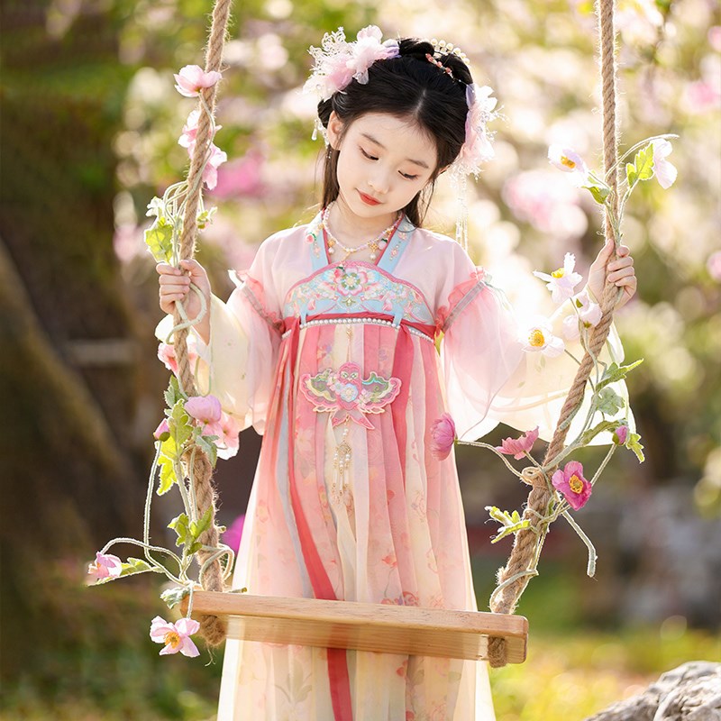 汉服女童春季2025新款儿童古风超仙公主连衣裙小女孩十二花神襦裙