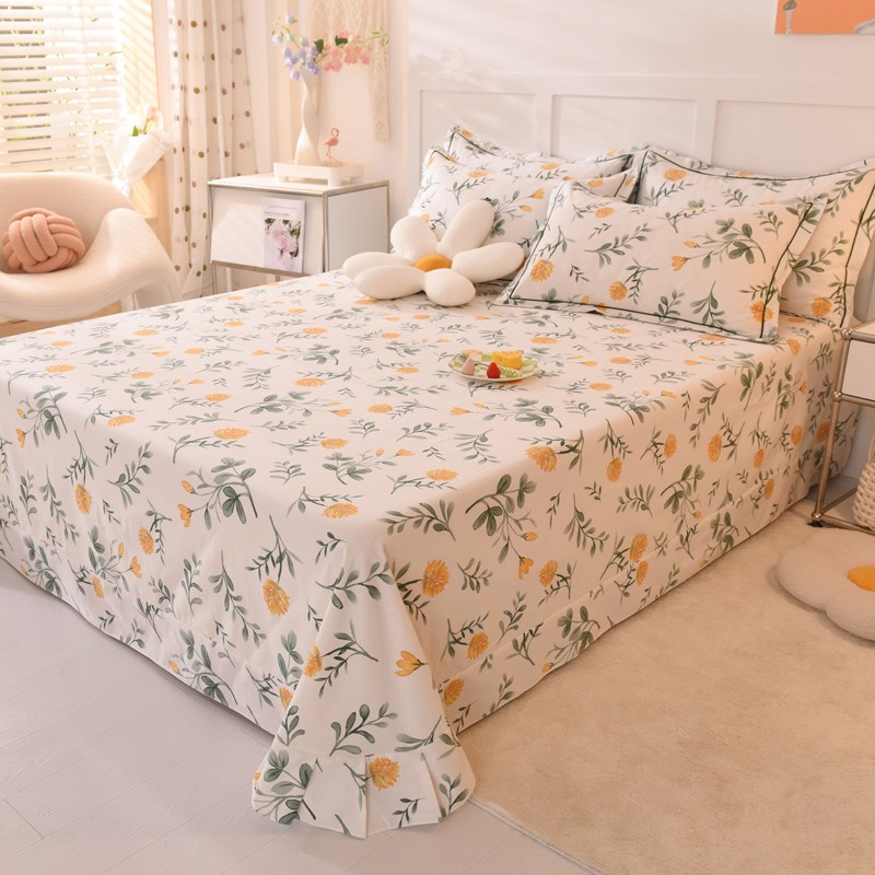 冬季加厚全棉磨毛床单单件田园纯棉保暖学生宿舍被单人家用三件套