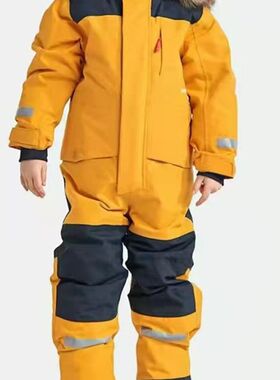 小孩滑雪护具现货热卖防风防水加厚夜光儿童连体服男女孩棉服服.