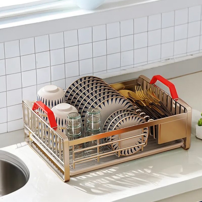 304不锈钢碗碟沥水架厨房台面放碗盘置物架家用筷勺子滤水收纳架