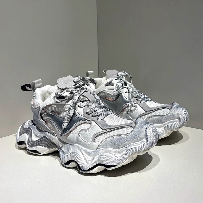 新款老爹鞋男时尚拼色厚底增高休闲男鞋真皮潮流做旧脏脏鞋松糕鞋