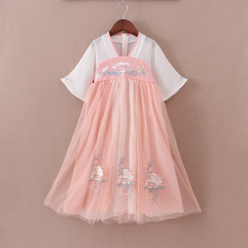 汉服女童儿童2024新款春夏款超仙古装连衣裙中国风女宝宝唐装夏季