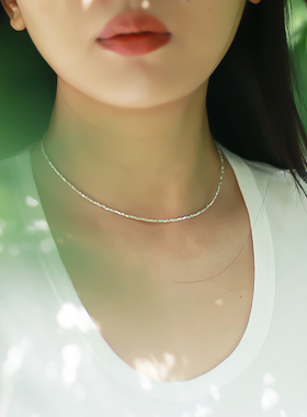 碎碎念 纯银碎银子几两项链女款锁骨链轻奢小众闪亮叠带颈链新款