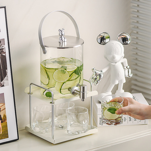 耐高温玻璃水具套装冷水壶带龙头水杯家用套装大容量凉水壶饮料桶